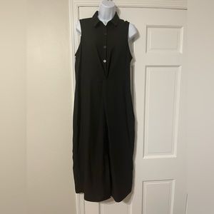 Express Midi Sleeveless Collared Black Dress - Large